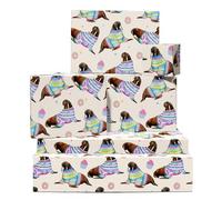 Walrus Wrapping Paper - 6 Sheets Of Gift Wrap - Walrus Wearing Jumper - Arctic Animal - Donut Cupcake - Birthday Wrapping Paper For Women Girls Kids - Recyclable - By Central 23