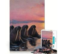 Walruses at Sunset Jigsaw 1000 Pieces for Teenagers Mind Boost Fun Zero Gap Captivating Leisure for Cozy Indoors (38x52cm)