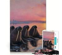 Walruses at Sunset Jigsaw Puzzle 1000 Pieces Cognitive Fun Play High Precision Die Cut Unique Gift for Stress Relief (50x75cm)