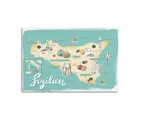 WALS Map Poster Europe Italy Sicily Decorative Canvas Family Bedroom Artwork Picture Painting 12x18inch(30x45cm)