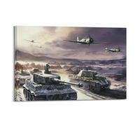 WALS Vintage WW2 Tank Poster Tiger Main Battle Tank Decorative Canvas Family Bedroom Artwork Picture Painting 08x12inch(20x30cm)