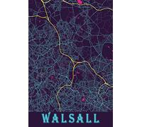 Walsall: 6x9 Lined Journal | Memory Book | Travel Journal | Diary To Record Your Thoughts | Graduation Gift | Teacher Gifts | Neon Map | For People Who Love To Travel | Walsall United Kingdom England