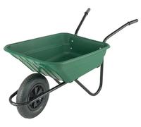 Walsall Bristol Shire Heavy-Duty Green Wheelbarrow With 120kg/90l Capacity, Strong Plastic Pan, Solid Wheel, Anti-Slip Twin Handles