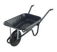 Walsall Endurance Black Steel 85L Heavy Duty Pneumatic Wheelbarrow, 11Kg