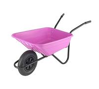 Walsall Wheelbarrows 90Ltr Shire Plastic Green Wheelbarrow Barrow in a Box, Pink - Pneumatic Wheel