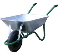 Walsall Wheelbarrows Easiload Galvanised Heavy-Duty Wheelbarrow With 150Kg/85L Capacity, Galvanised Metal Pan Tray, Solid Wheel, Anti-Slip Handles