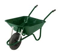 Walsall Wheelbarrows Easiload Heavy-Duty Green Wheelbarrow, 85L/150Kg Capacity, Galvanised Metal Pan, Solid Wheel