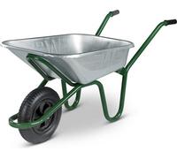 Walsall Wheelbarrows Endurance Galvanised Heavy-Duty Wheelbarrow With 150Kg/90L Capacity, Galvanised Metal, Puncture-Proof Wheel, Anti-Slip Handles