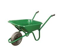 Walsall Wheelbarrows Endurance Green Metal Painted 90L Heavy Duty Pneumatic Wheel Wheelbarrow, 13Kg