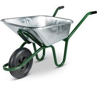 Walsall Wheelbarrows Invincible Galvanised Heavy-Duty Wheelbarrow With 175Kg Capacity, Galvanised Metal Pan Tray, Pneumatic Wheel, Anti-Slip Handles
