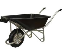 Walsall Wheelbarrows Pouring Tipping Black Heavy-Duty Wheelbarrow With 150Kg/75L Capacity, Strong Plastic Pan, Pneumatic Wheel, Anti-Slip Handles