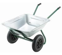 Walsall Wheelbarrows Walsall Landscaper Two Wheeled Tipper Galvanised Wheelbarrow With 150Kg/142L Capacity, Galvanised Metal Pan, Solid Wheel