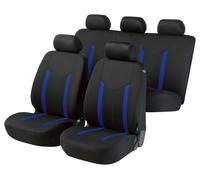 Walser 11808 Car Seat Cover Set with 2x 2-Piece Front Seat Covers / 1x 5-Piece Back Seat Cover Set / 5 Headrest Covers, Blue