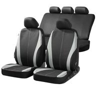 Walser Car Seat Covers - Polyester, Universal Fit, Black/Grey, Set of 3, Includes 2 Front, 1 Rear, 5 Headrest Covers, TÜV Rheinland Tested, Easy to Clean, 2 Year Warranty