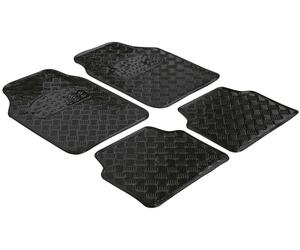 Walser 28035 Rubber Mats, Universal Car Mat Metallic, Floor Mats Complete Set Checker Plate, Protective Mat, Black, Can Be Cut to Size