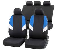 Walser Cala Car Seat Cover Complete Set, Universal Car Seat Covers 4 Pieces, Car Seat Covers, 2 Front Seat Covers, 1 Rear Seat Cover, Black/Blue