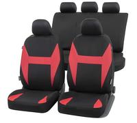 Walser Caledon Complete Car Seat Cover Set Universal Car Seat Covers 4 Pieces Car Seat Covers 2 Front Seat Covers 1 Rear Seat Cover Black-Red