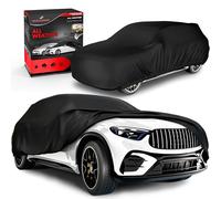 WALSER Car Cover Full Garage - All-Weather, 100% Waterproof & Weatherproof - UV/Rain/Snow/Dust/Wind Protection - Outdoor - Size 8 SUV/VAN Black