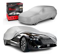 WALSER Car Cover Full Garage - All-Weather, 100% Waterproof & Weatherproof - UV/Rain/Snow/Dust/Wind Protection - Outdoor - Size 4 Estate/Wagon Silver