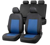 WALSER Car seat cover Sandray complete set, universal protective seat covers blue-black, polyester seat covers 13307
