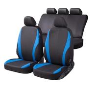 WALSER Car seat covers Dundee with zip-system, ZIPP-IT protective cover complet set for front seats & back seat black/blue 11856