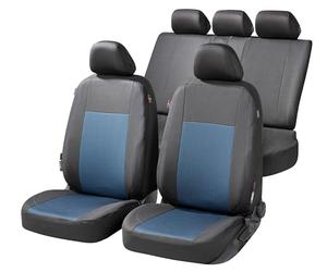 WALSER Premium car seat covers Ardwell with zip-system, ZIPP-IT protective cover complet set for front seats & back seat black/blue 11868