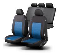 Walser Premium car seat covers Avignon with zip-system, ZIPP-IT protective cover complet set for front seats & back seat black/blue 11871