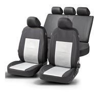 Walser Premium car seat covers Avignon with zip-system, ZIPP-IT protective cover complet set for front seats & back seat black/silver 11872