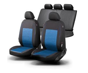 Walser Premium car seat covers Avignon with zip-system, ZIPP-IT protective cover complet set for front seats & back seat black/blue 11871