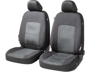 Walser Premium car seat covers Ellington with zip-system, ZIPP-IT protective covers for front seats black/grey 11864