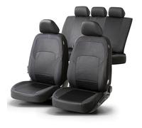 WALSER Premium car seat covers Logan with zip-system, ZIPP-IT protective cover complet set for front seats & back seat black/red 11861