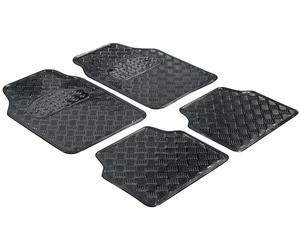 Walser Rubber Mats, Universal Car Mat Metallic, Floor Mats Complete Set Checker Plate, Protective Mat Carbon, Cut to Size Dirt Trapper Mat 28023