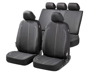 Walser Tratto Car Seat Covers with Zip, Zipp-IT Protective Covers Complete Set, 2 Front Seat Covers, 1 Rear Seat Cover, Black, 11854