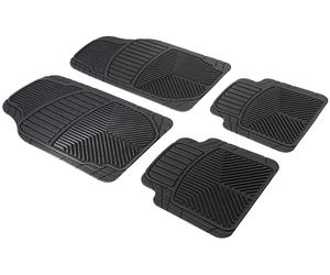 Walser Universal Car Rubber Mat Set Priscus 4 Pieces Can Be Cut to Size Universal Non-Slip Car Footwell Mats Black
