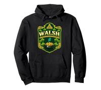 Walsh Irish Crest Design Celtic Shamrock Ireland Pride Badge Pullover Hoodie