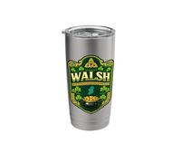 Walsh Irish Crest Design Celtic Shamrock Ireland Pride Badge Stainless Steel Insulated Tumbler