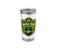 Walsh Irish Crest Design Celtic Shamrock Ireland Pride Badge Stainless Steel Insulated Tumbler