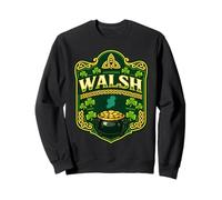 Walsh Irish Crest Design Celtic Shamrock Ireland Pride Badge Sweatshirt