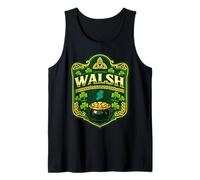 Walsh Irish Crest Design Celtic Shamrock Ireland Pride Badge Tank Top