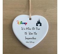Walt D Do The Impossible Quote Ceramic Heart Shape Plaque Gift Sign cr89