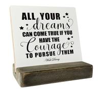 Walt Disney Inspirational Quote Wood Plaque, All Your Dreams Can Come True If You Have the Courage to Pursue Them, Plaque with Wooden Stand, Motivational Wood Sign Gift, Graduation Quotes Gift
