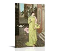 Walter Crane A Herald of Spring 1872 Pre-Raphaelite Wall Art Print with Woman, Dove And Spring Blossoms Print Photo Art Painting Canvas Home Decorative Bedroom Modern Decors Frame 12x18inch(30x45cm)