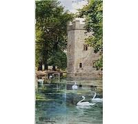 Walter Crane photo A4 the moat and bishop s palace wells cathedral 1893