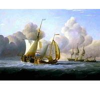 walter Dutch Barge Masters Exchanging News Art Poster Print A4