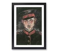 Walter Gramatte Self Portrait as a Soldier Framed Print | A2 Black Framed Wall Art | Ready to Hang | Modern Nature Picture | Living Room Bedroom Lounge Office
