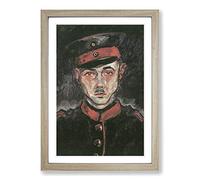 Walter Gramatte Self Portrait as a Soldier Framed Print | A2 Oak Framed Wall Art | Ready to Hang | Modern Nature Picture | Living Room Bedroom Lounge Office