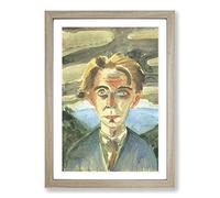 Walter Gramatte Self Portrait in Barcelona Framed Print | A2 Oak Framed Wall Art | Ready to Hang | Modern Nature Picture | Living Room Bedroom Lounge Office