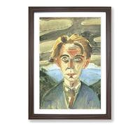 Walter Gramatte Self Portrait in Barcelona Framed Print | A2 Walnut Framed Wall Art | Ready to Hang | Modern Nature Picture | Living Room Bedroom Lounge Office