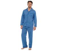 Walter Grange Men's Plain Traditional Woven Polycotton Pyjama Set, Light Blue, Extra Large
