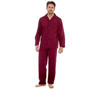 Walter Grange Men's Plain Traditional Woven Polycotton Pyjama Set, Red, Large